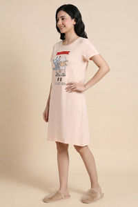 Zivame Farm Lore Knit Cotton Knee Length Nightdress - Silver Peony — thumbnail 2